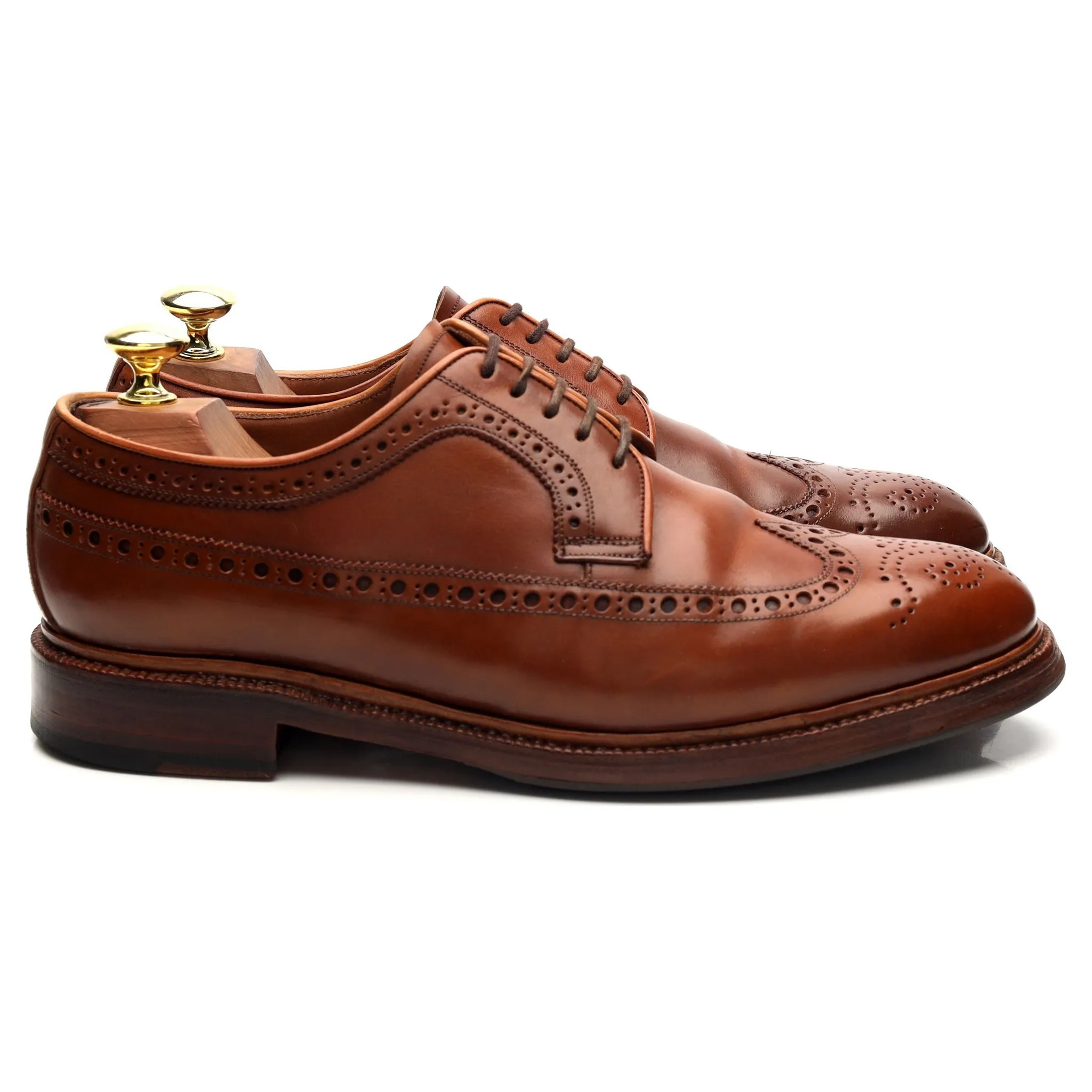 '101375' Cognac Tan Brown Cordovan Leather Derby Brogues UK 7 E