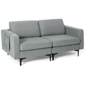 1/2/3/4-Seat Convertible Sectional Sofa with Reversible Ottoman-2-Seat