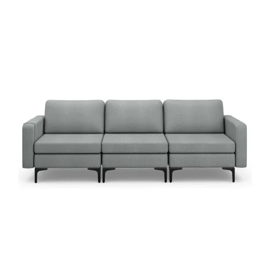 1/2/3/4-Seat Convertible Sectional Sofa with Reversible Ottoman-3-Seat