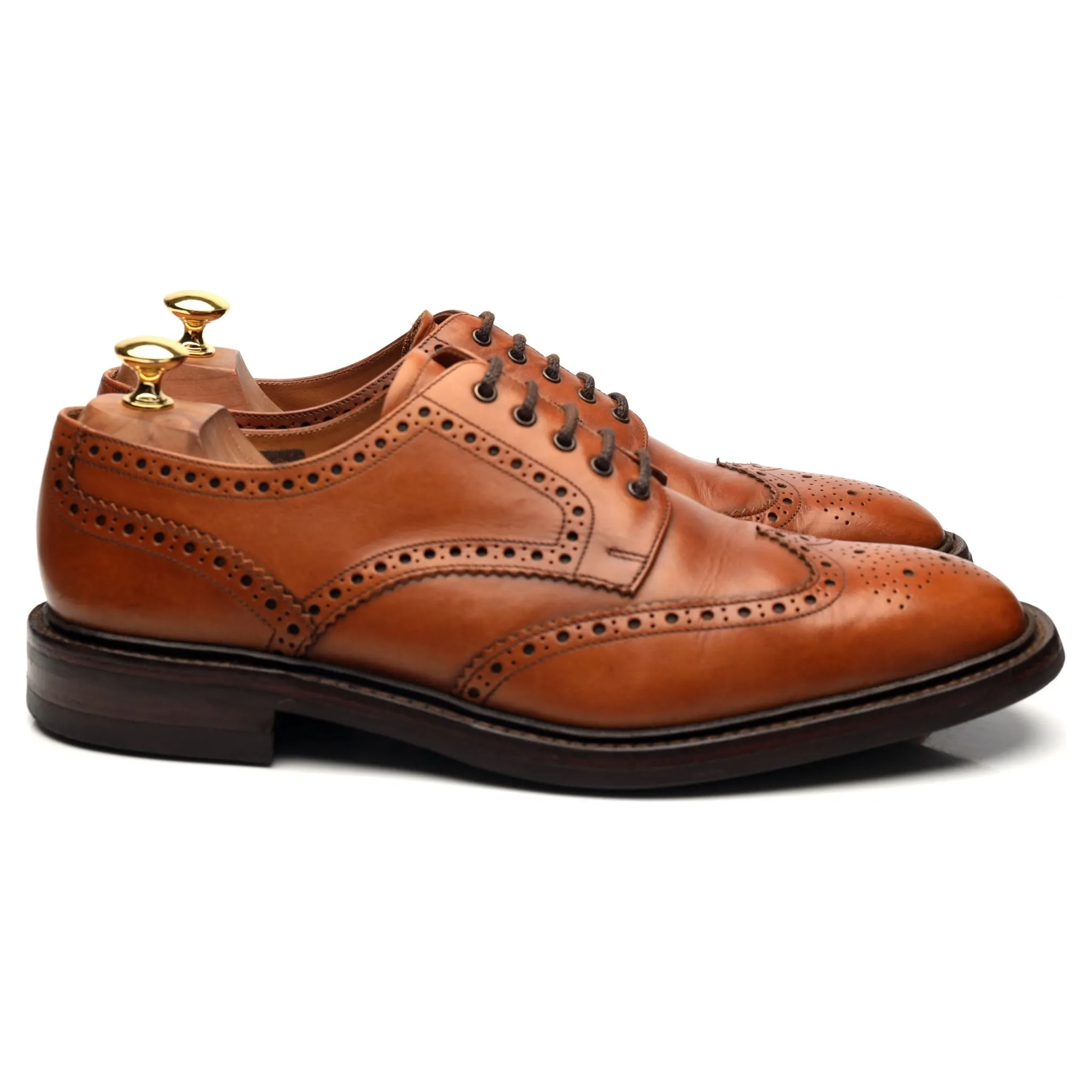 1880 'Chester' Tan Brown Leather Derby Brogues UK 10.5 F