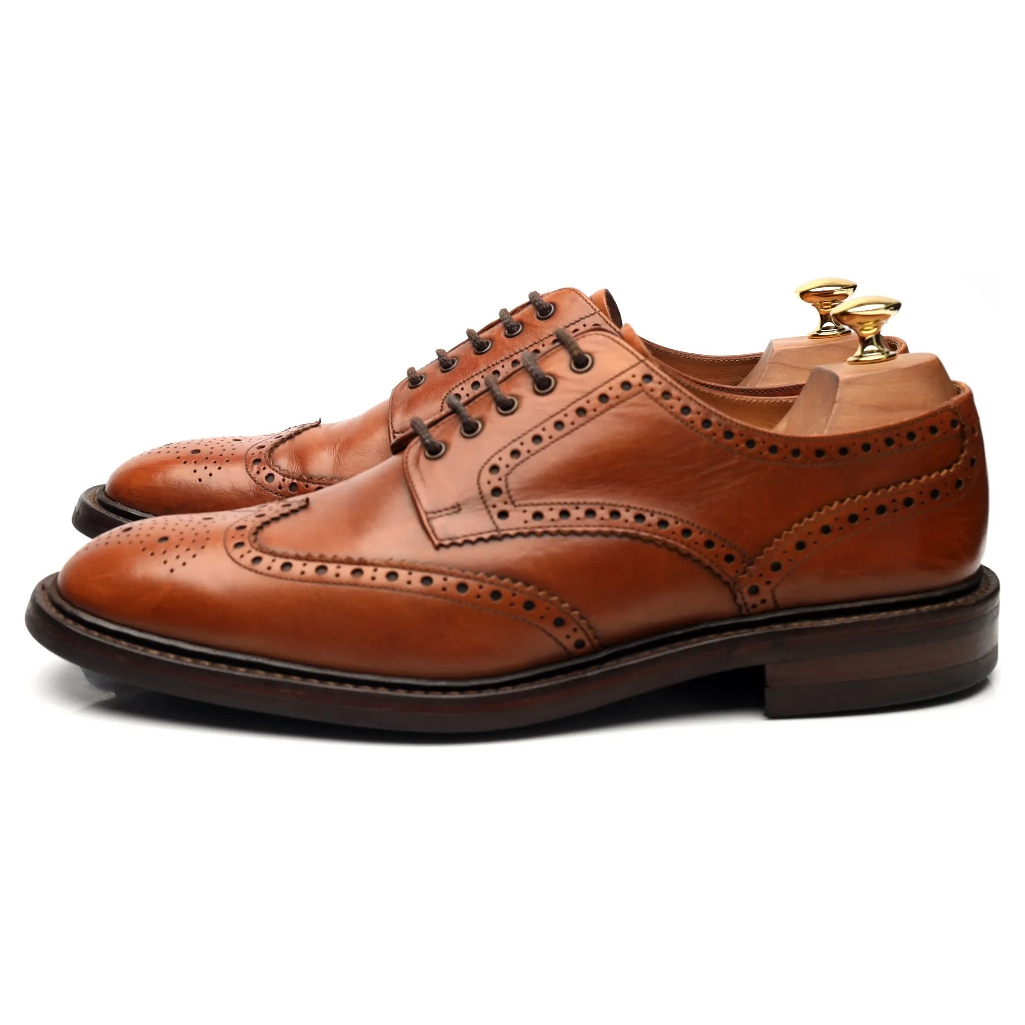 1880 'Chester' Tan Brown Leather Derby Brogues UK 10.5 F