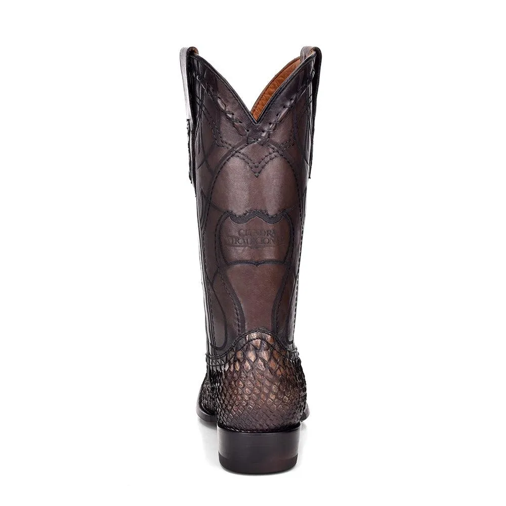 1J1NPC - Cuadra chesnut brown fashion cowboy python leather boots for men