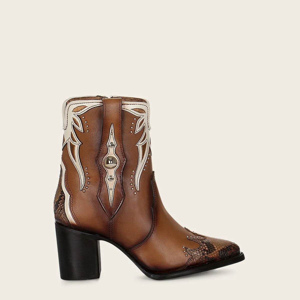 4Q06PH - Cuadra honey western cowgirl python skin ankle boots for women