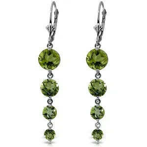 7.8 Carat 14K Solid White Gold Harmonious Tune Peridot Earrings