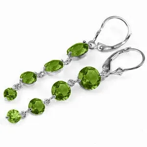 7.8 Carat 14K Solid White Gold Harmonious Tune Peridot Earrings