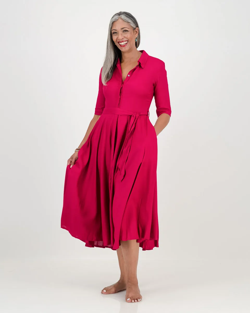 abigail dress with sleeve - cerise