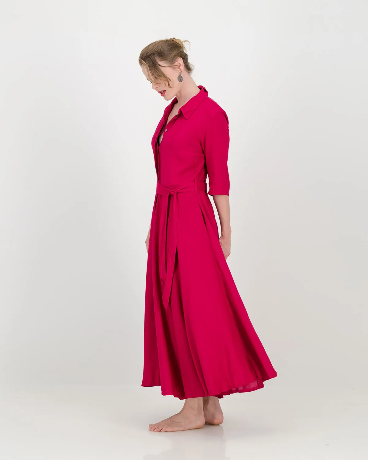 abigail dress with sleeve - cerise