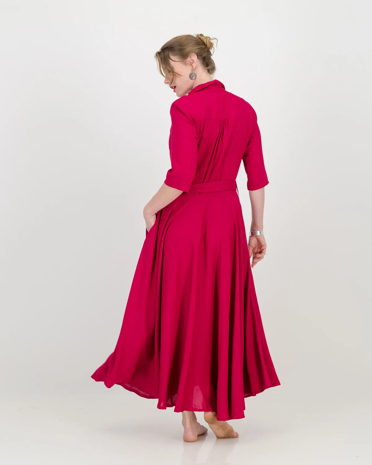 abigail dress with sleeve - cerise