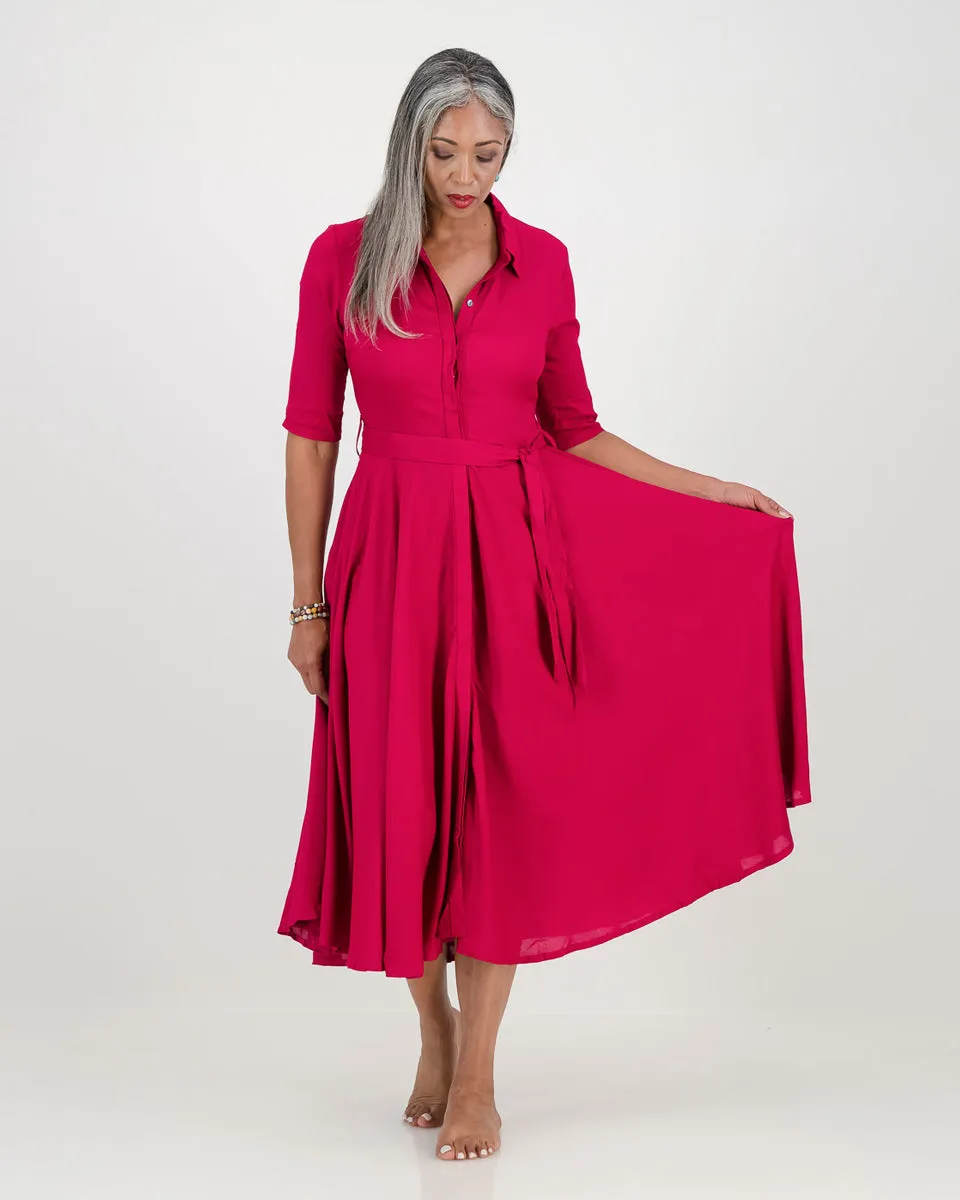 abigail dress with sleeve - cerise