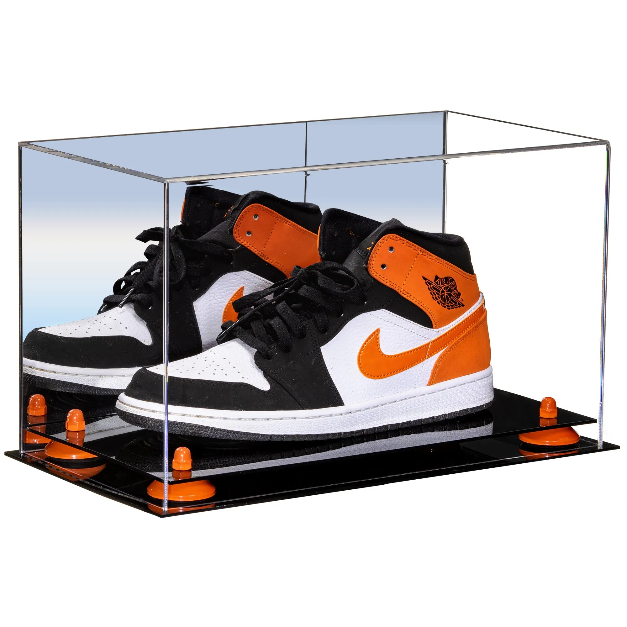 Acrylic Large Single Shoe Display Case for Basketball Shoe, Soccer, Football Cleat - 15x8x9 Mirror No Wall Mounts (V11/A013)