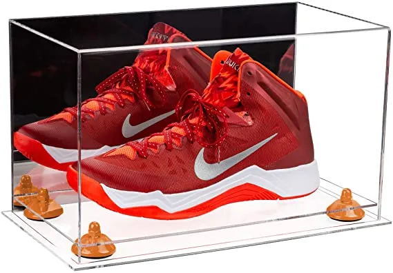 Acrylic Large Single Shoe Display Case for Basketball Shoe, Soccer, Football Cleat - 15x8x9 Mirror No Wall Mounts (V11/A013)