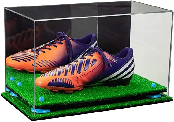 Acrylic Large Single Shoe Display Case for Basketball Shoe, Soccer, Football Cleat - 15x8x9 Mirror No Wall Mounts (V11/A013)