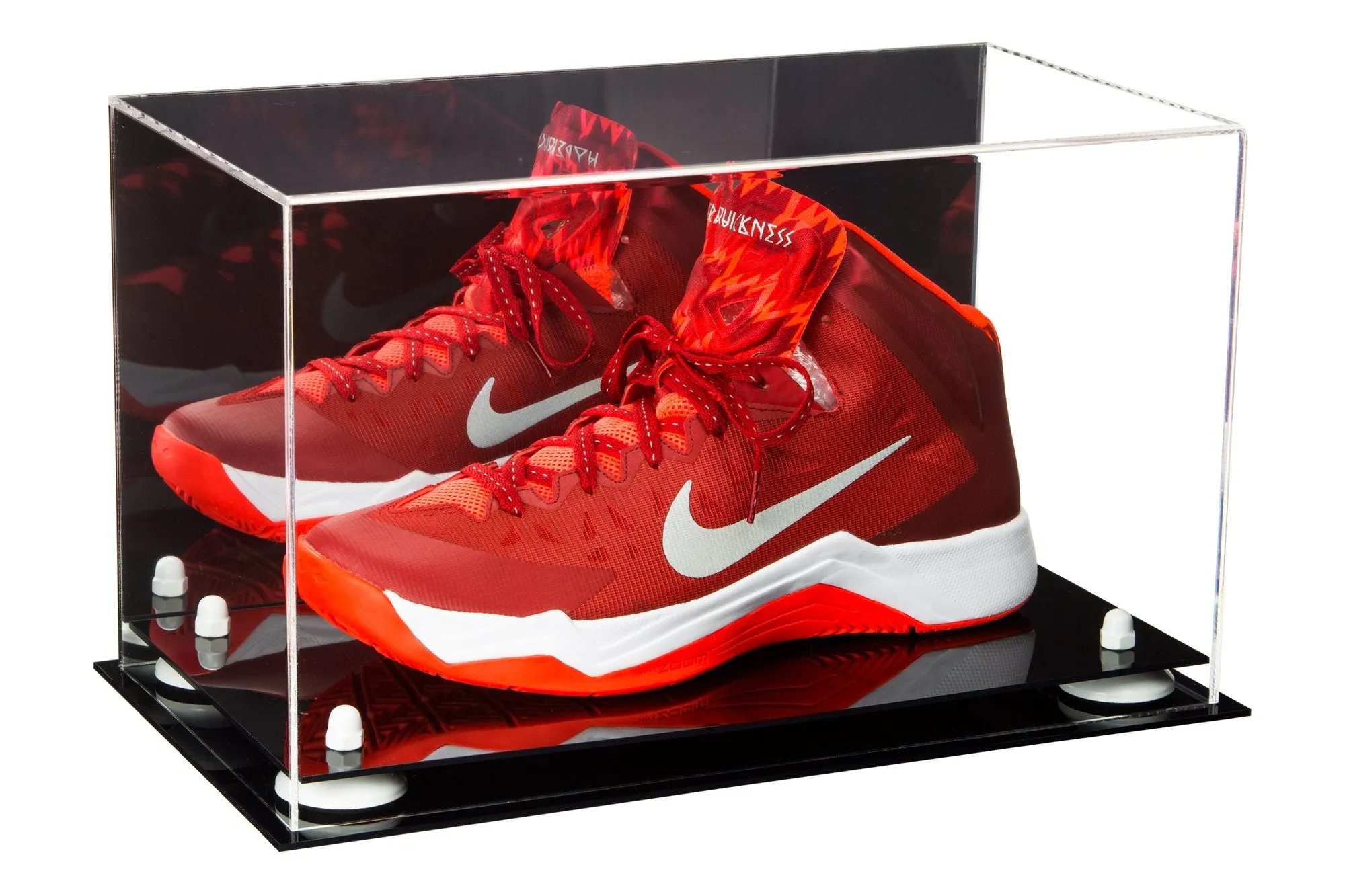 Acrylic Large Single Shoe Display Case for Basketball Shoe, Soccer, Football Cleat - 15x8x9 Mirror No Wall Mounts (V11/A013)