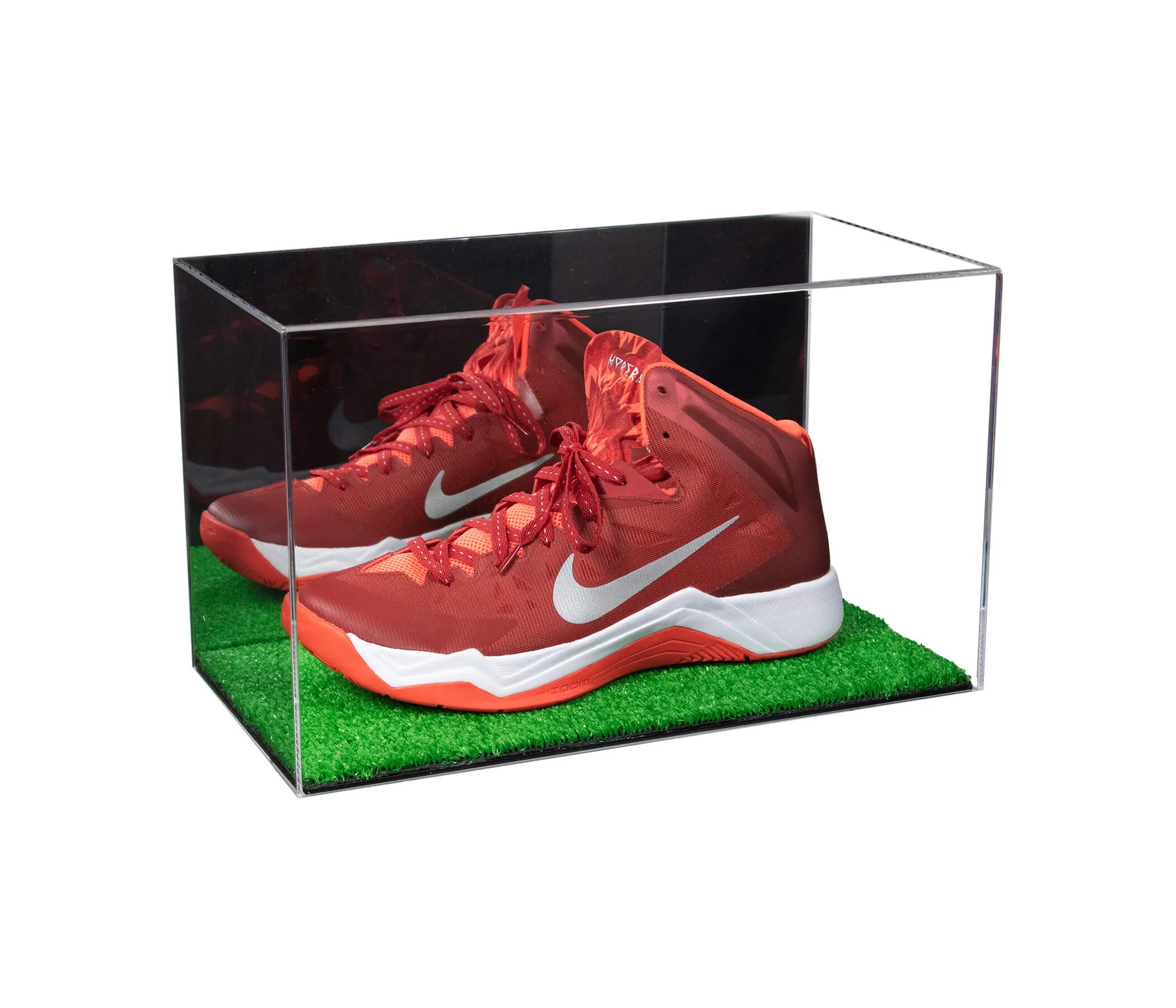 Acrylic Large Single Shoe Display Case for Basketball Shoe, Soccer, Football Cleat - 15x8x9 Mirror No Wall Mounts (V11/A013)