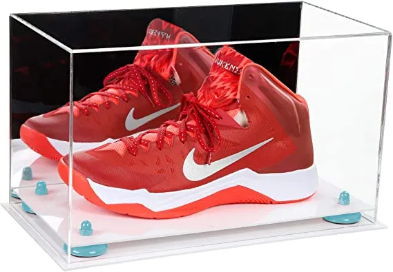 Acrylic Large Single Shoe Display Case for Basketball Shoe, Soccer, Football Cleat - 15x8x9 Mirror No Wall Mounts (V11/A013)