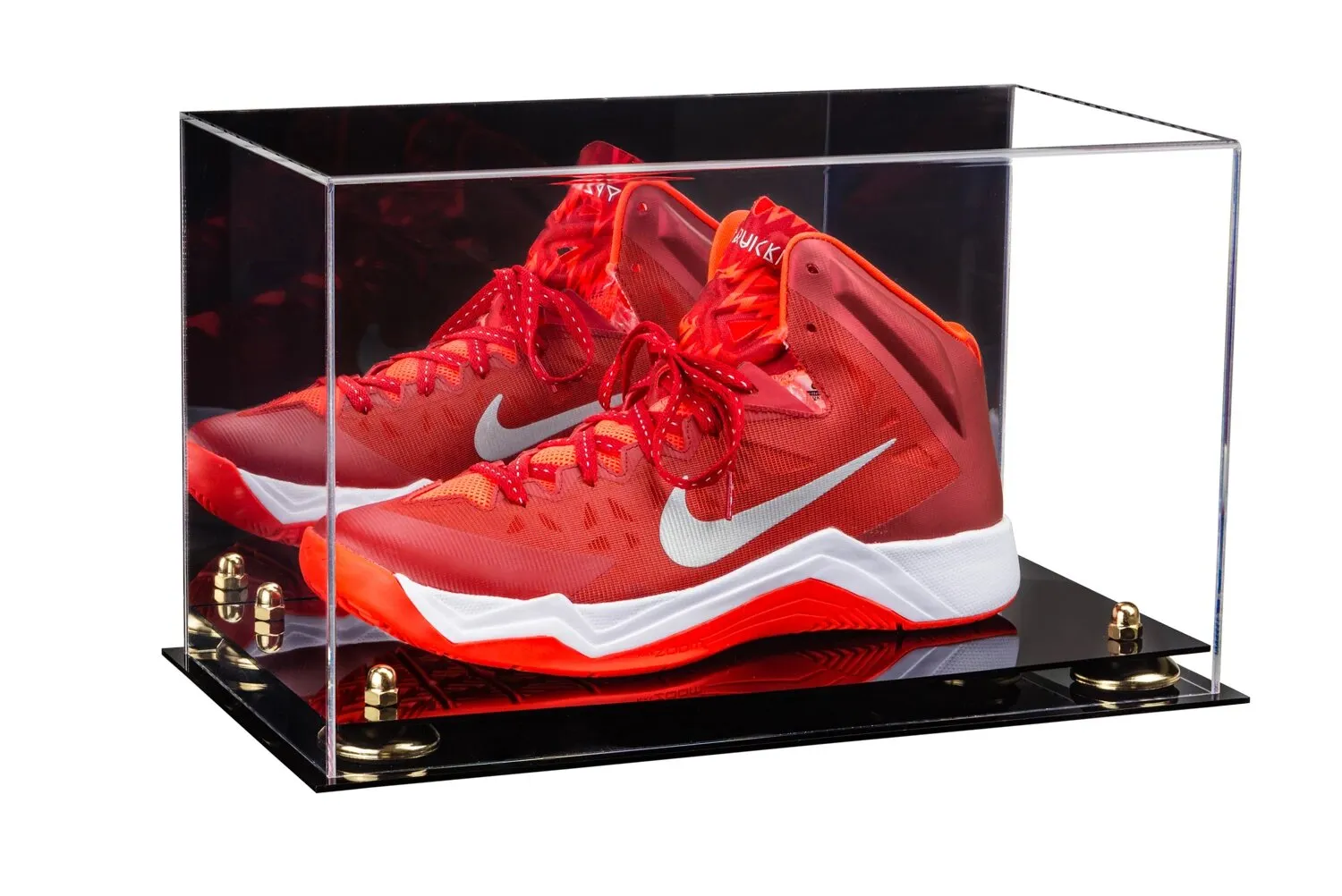 Acrylic Large Single Shoe Display Case for Basketball Shoe, Soccer, Football Cleat - 15x8x9 Mirror No Wall Mounts (V11/A013)