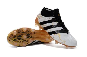 Adidas ACE 16.1 Primeknit FG/AG Soccer Cleats  White Black Gold Metallic