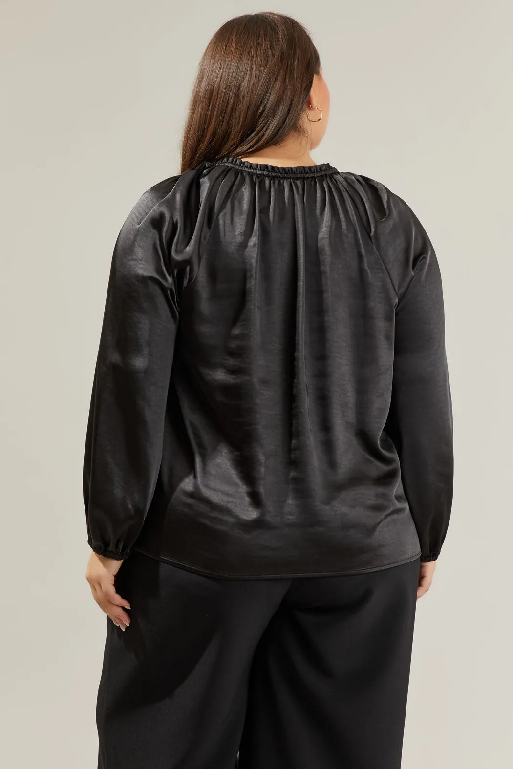 Alcazar Raglan Sleeve Satin Blouse Curve