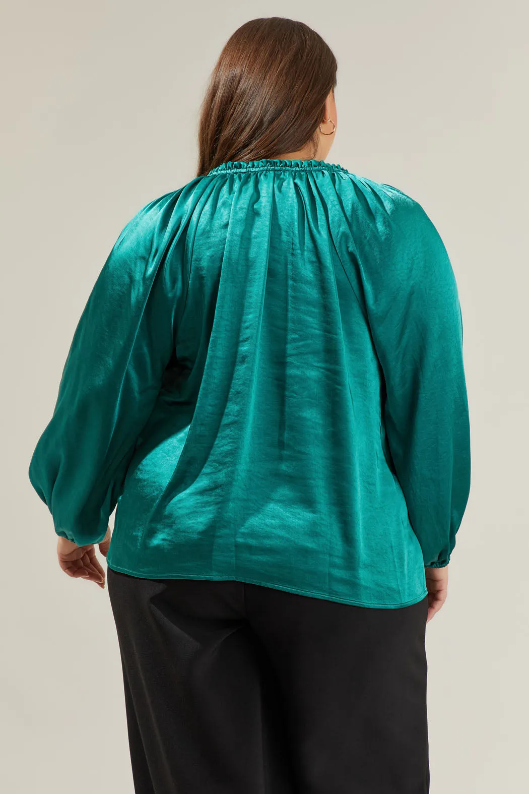 Alcazar Raglan Sleeve Satin Blouse Curve