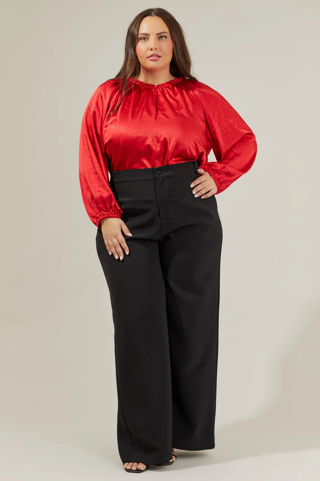 Alcazar Raglan Sleeve Satin Blouse Curve