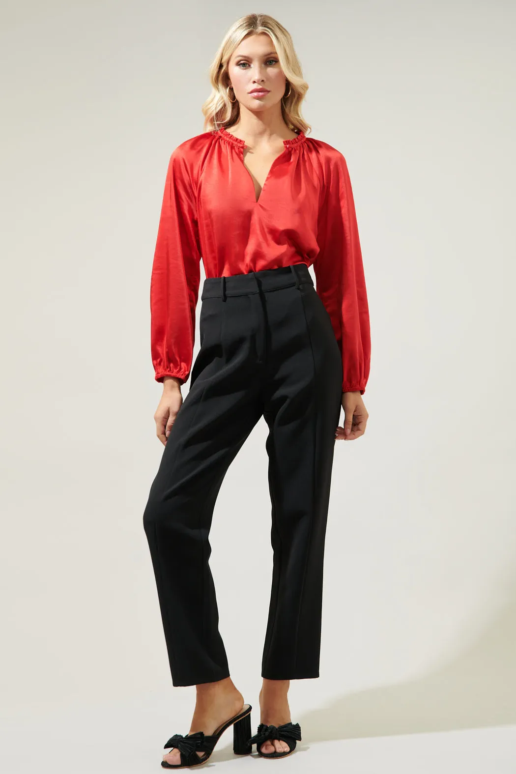 Alcazar Raglan Sleeve Satin Blouse