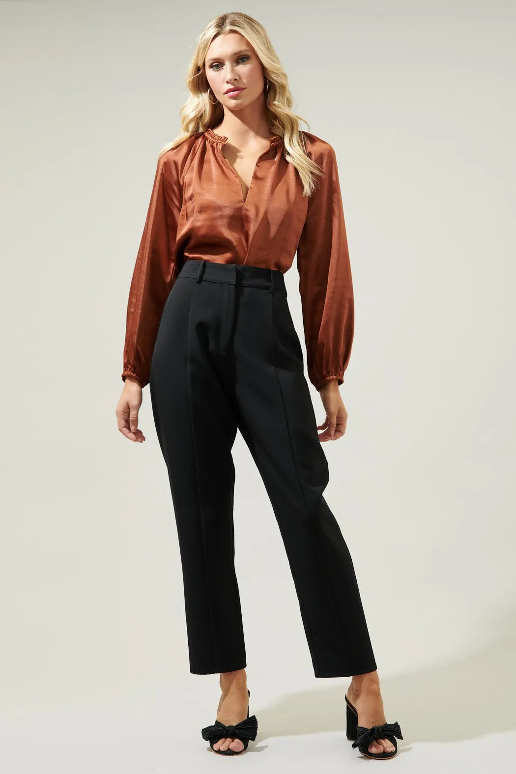 Alcazar Raglan Sleeve Satin Blouse