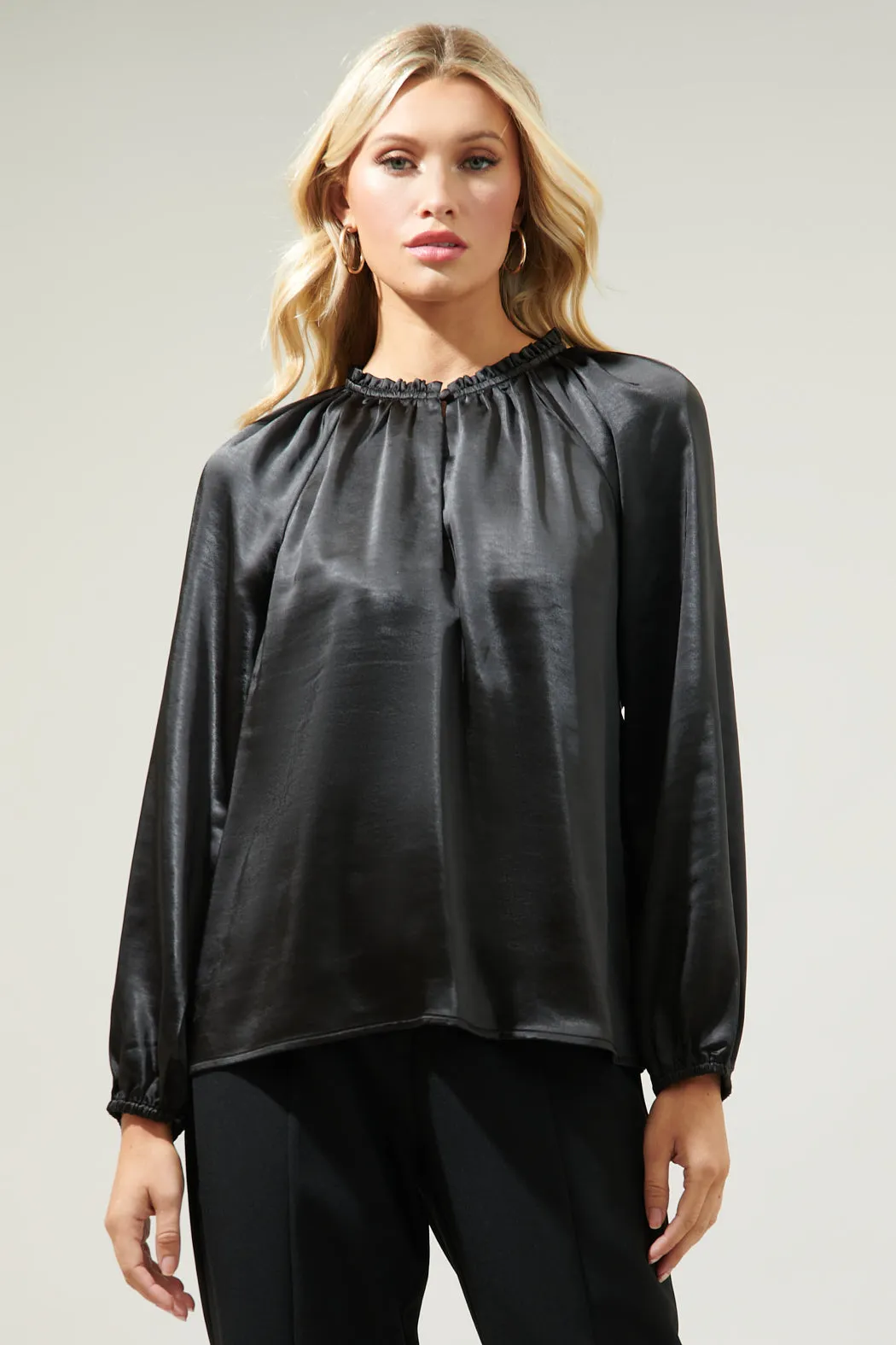 Alcazar Raglan Sleeve Satin Blouse