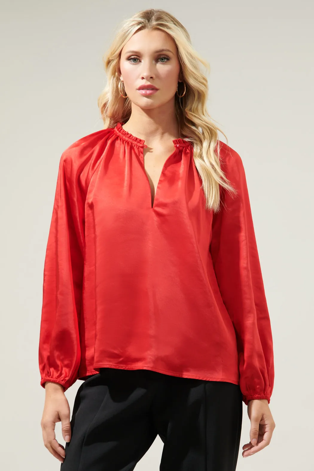 Alcazar Raglan Sleeve Satin Blouse