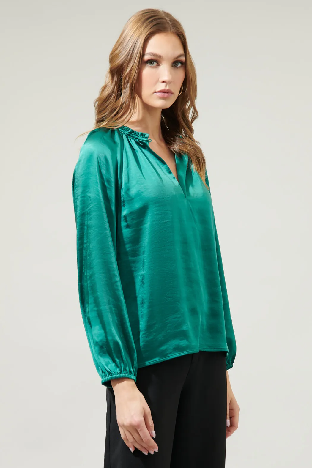 Alcazar Raglan Sleeve Satin Blouse