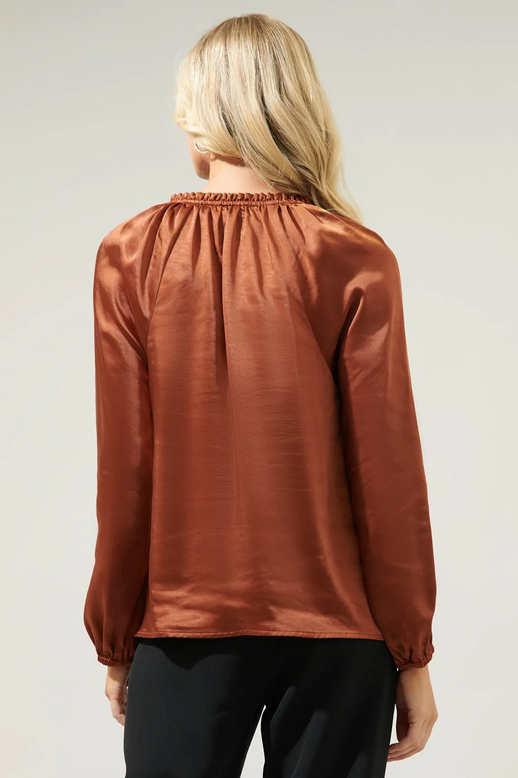 Alcazar Raglan Sleeve Satin Blouse