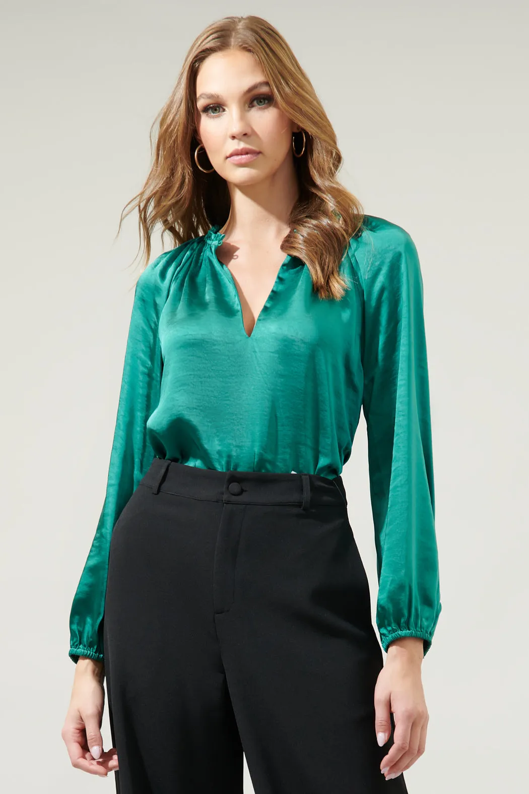 Alcazar Raglan Sleeve Satin Blouse