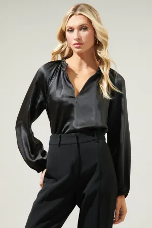 Alcazar Raglan Sleeve Satin Blouse