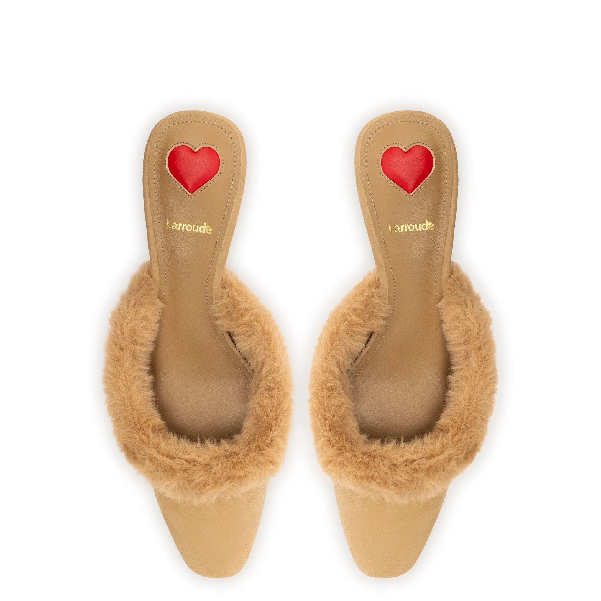 Amal Faux Fur Mule In Peanut Suede