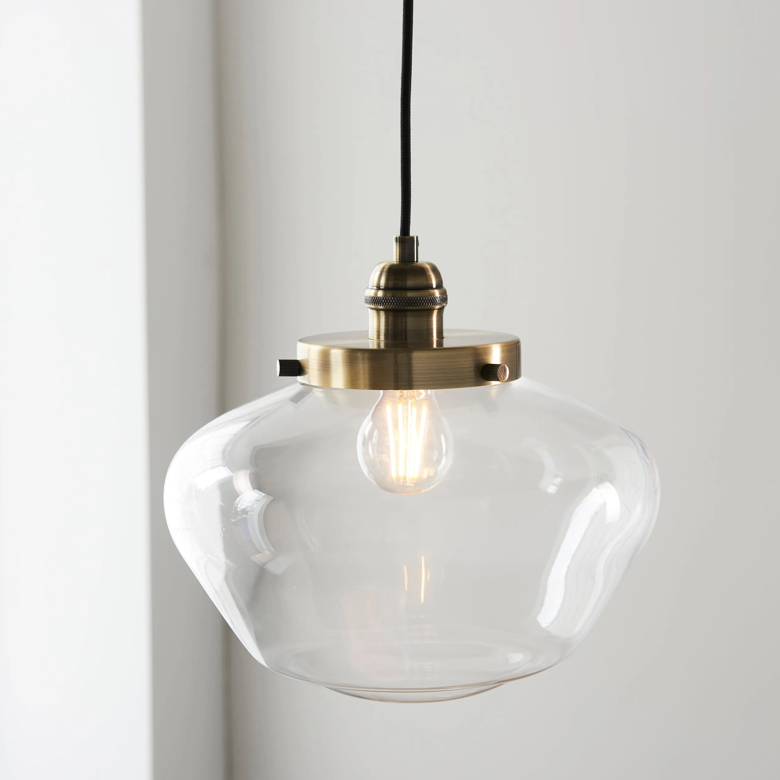 Amos Clarence Pendant Antique Brass & Clear