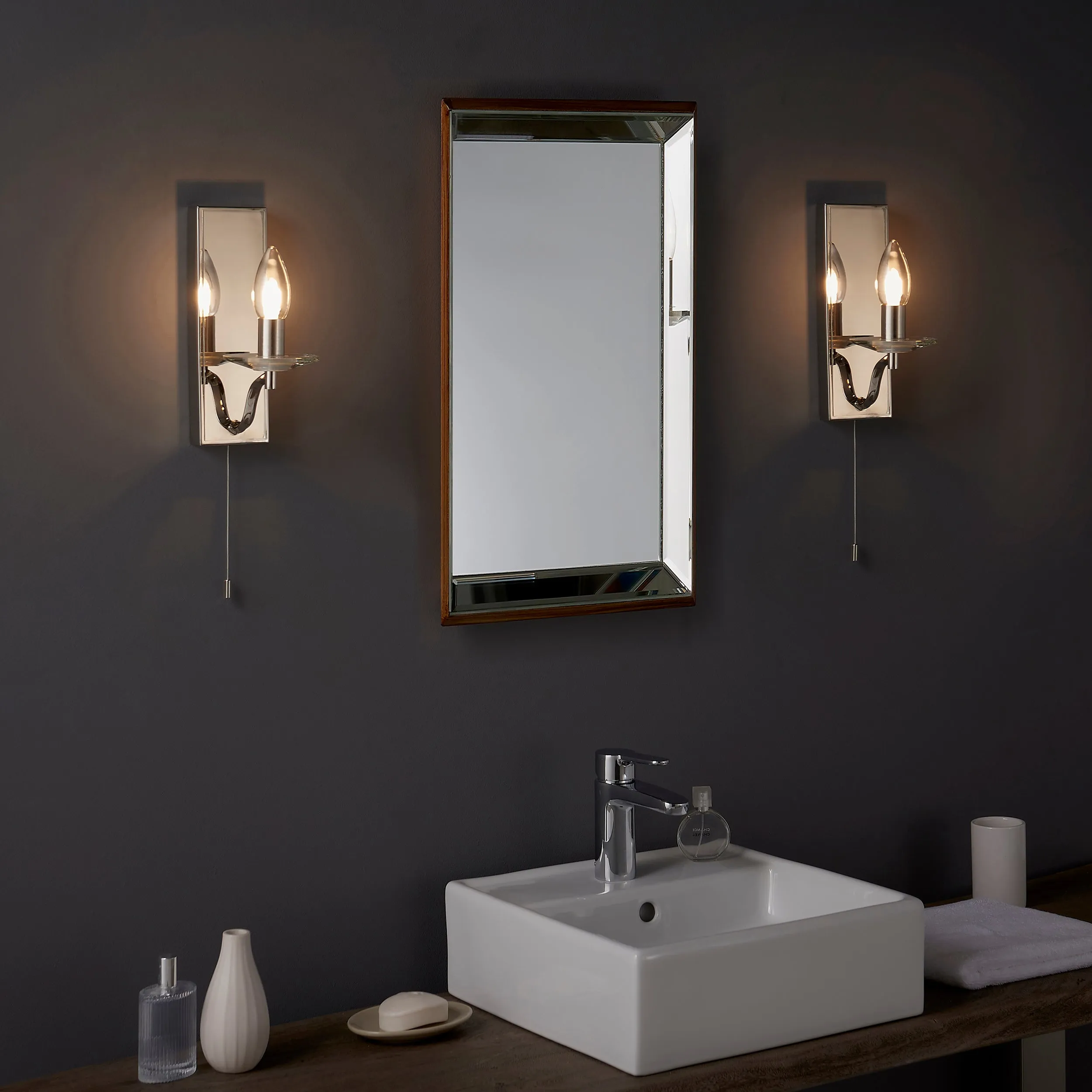 Amos Clementine Bathroom Wall Light Polished Nickel