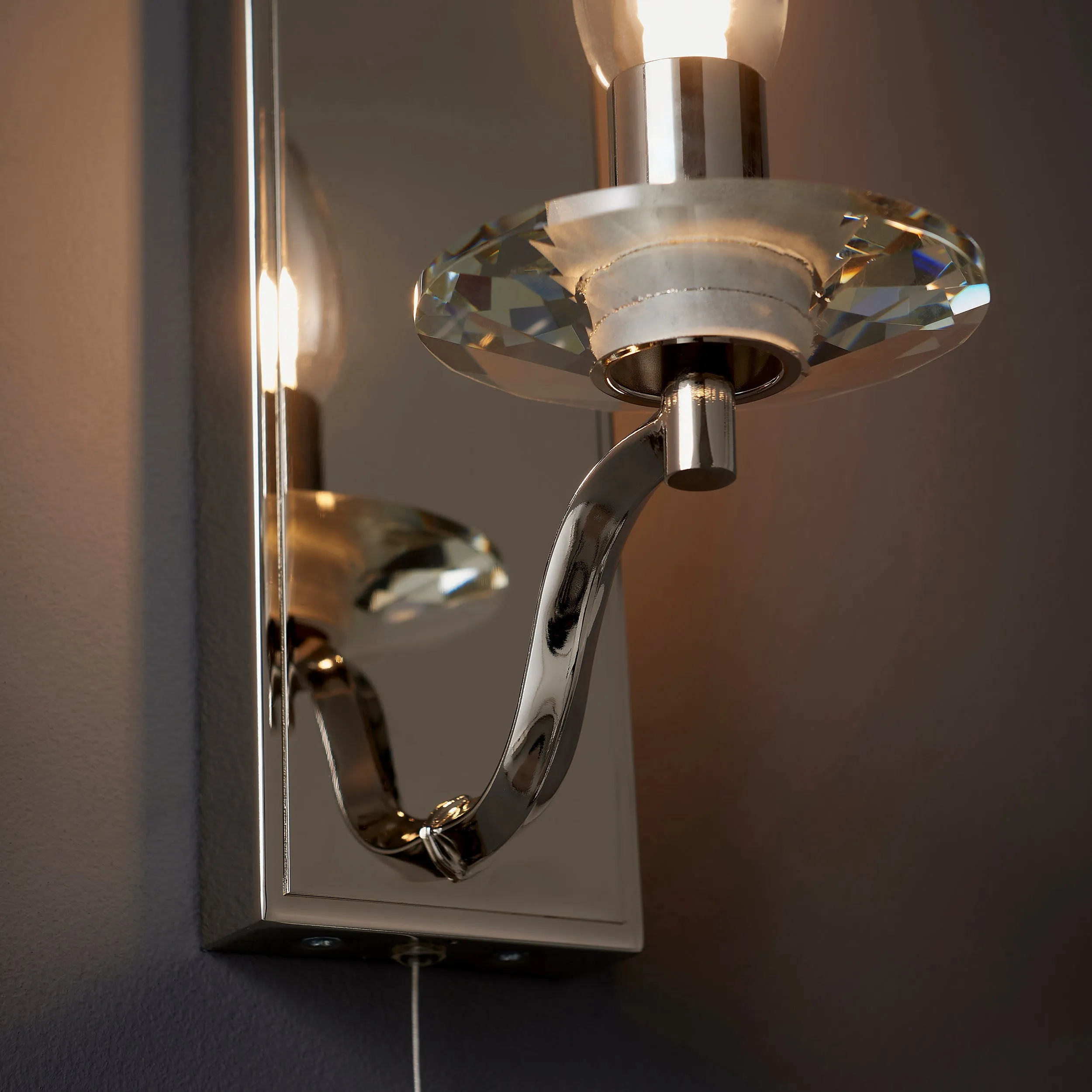 Amos Clementine Bathroom Wall Light Polished Nickel