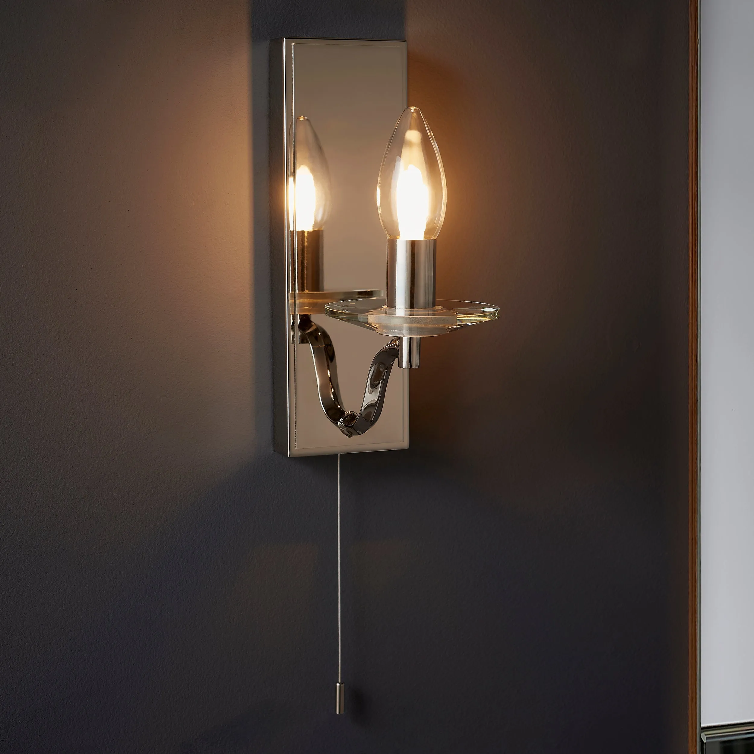 Amos Clementine Bathroom Wall Light Polished Nickel