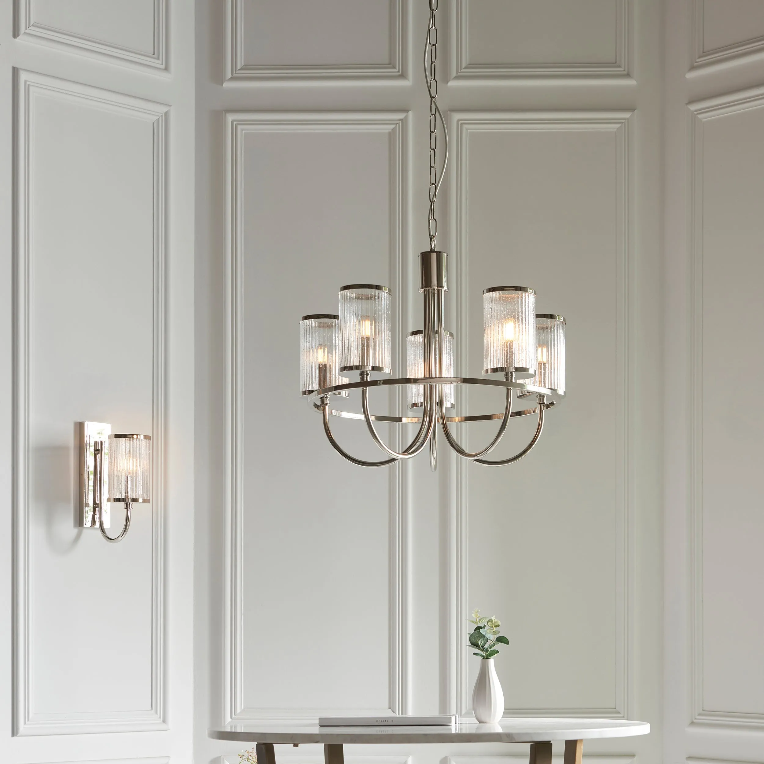 Amos Hove Chandelier Polished Nickel