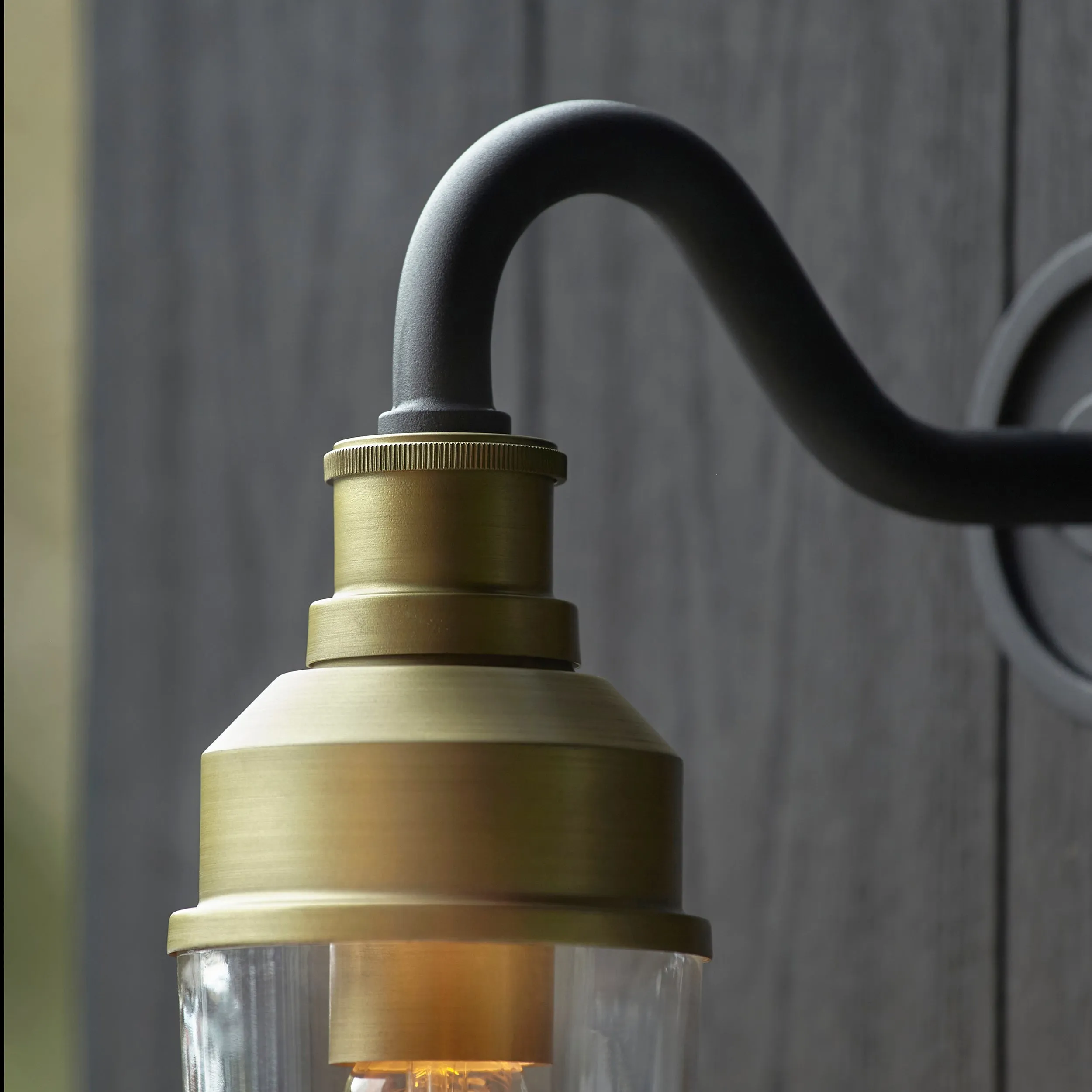 Amos Tethys Outdoor Wall Light Matt Black & Brushed Gold