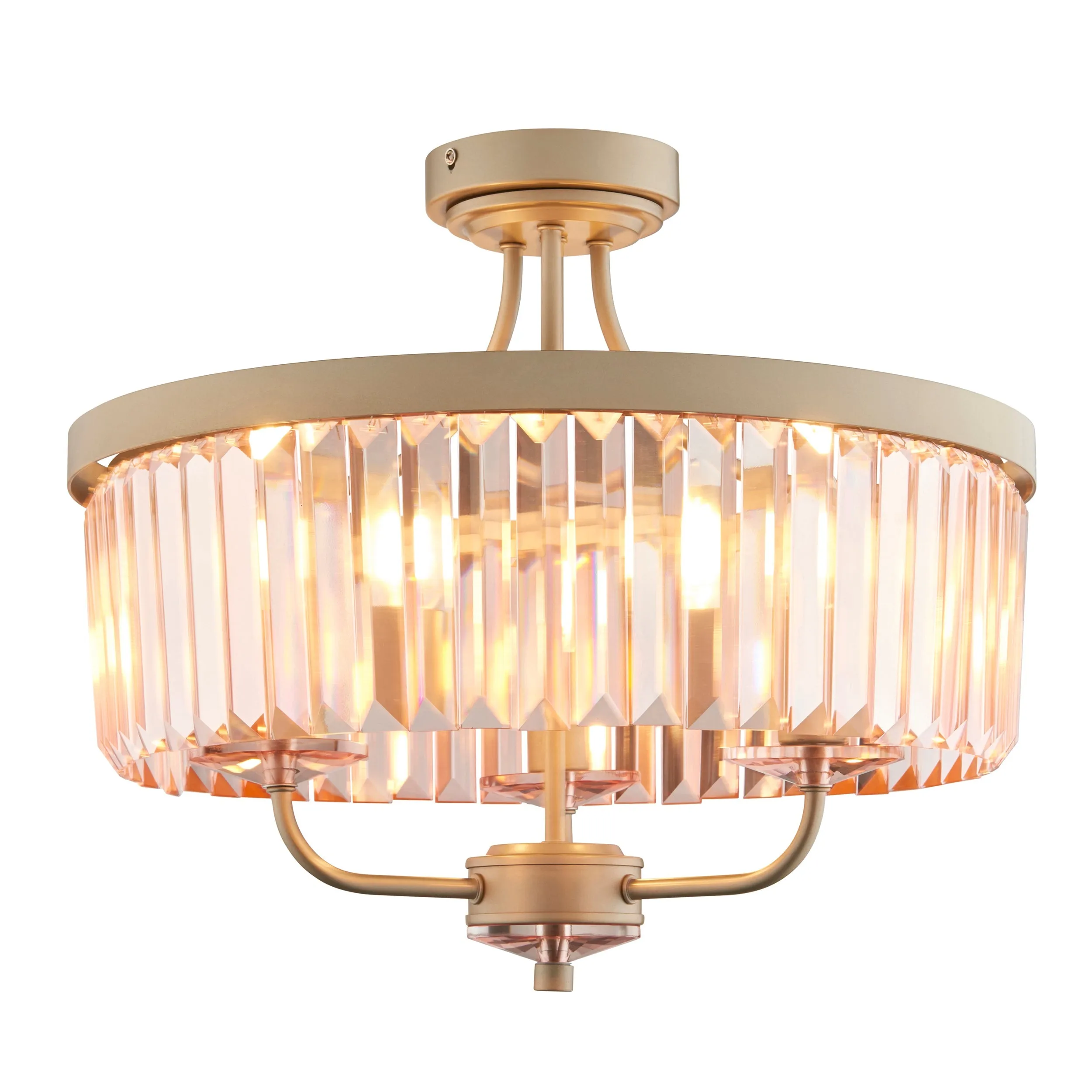 Amos Windsor Flush Chandelier Champagne & Rose Pink