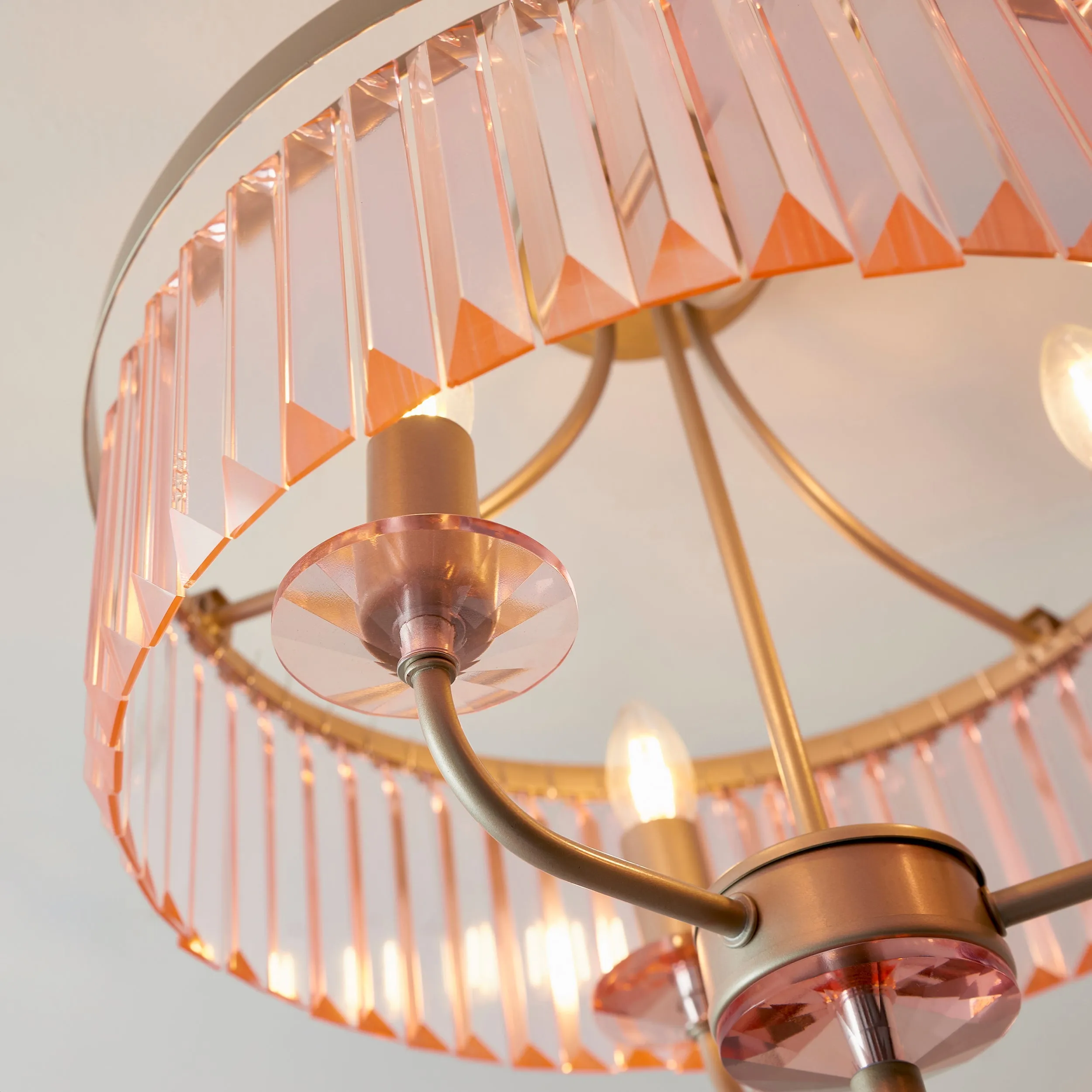 Amos Windsor Flush Chandelier Champagne & Rose Pink