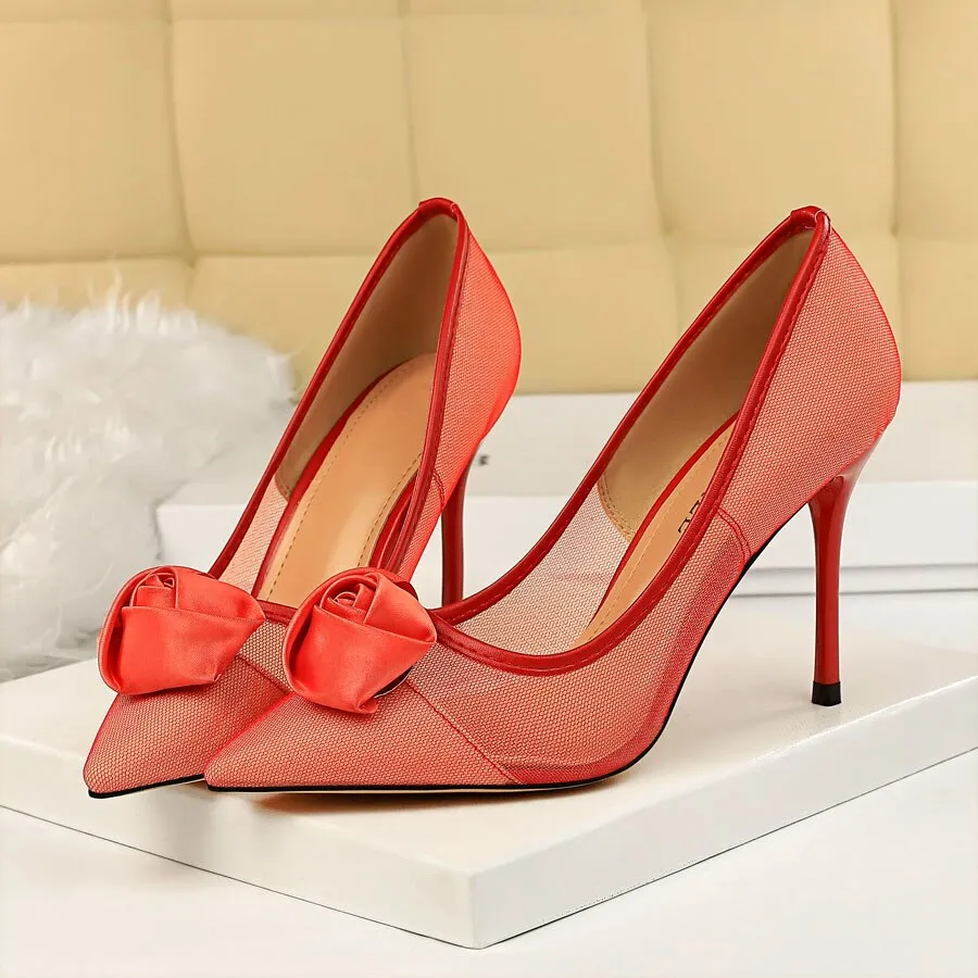 Amozae-2024 Woman's 9cm High Heel Scarpins Mesh Lace Red Scarpins Pumps Lady Stiletto Blue Wedding Bridal Valentine Pink Fetish Shoes