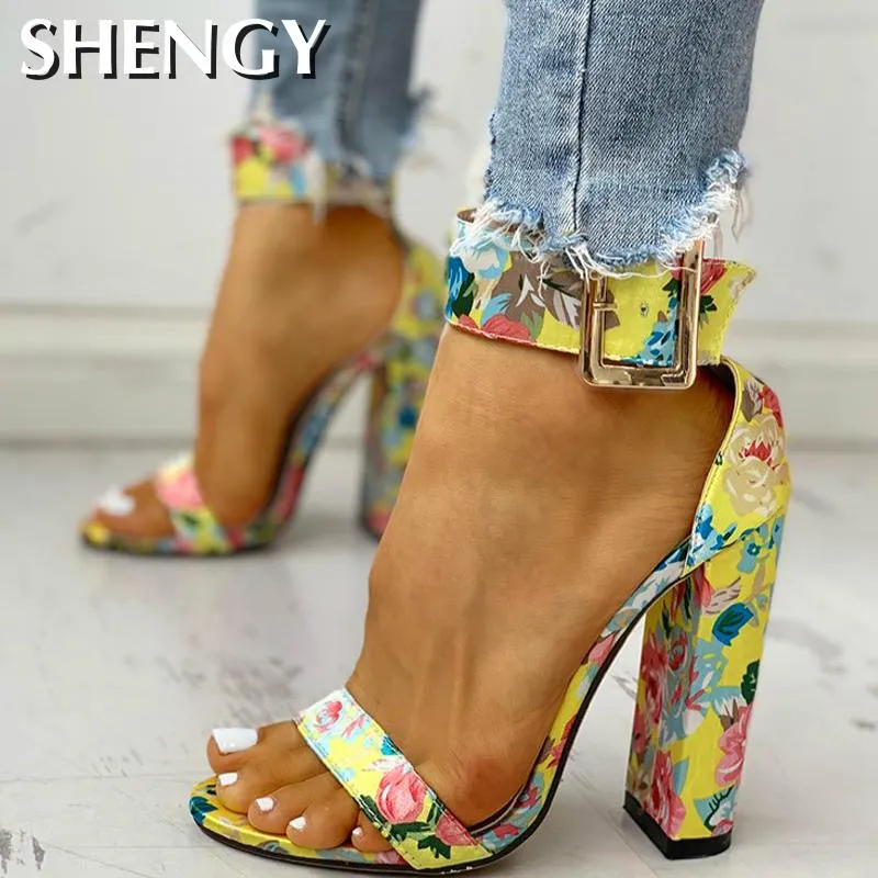 Amozae-Summer Women Shoes Snakeskin Ankle Buckled Sandals Chunky Heeled Sandals Open Toe Leopard Party Shoes