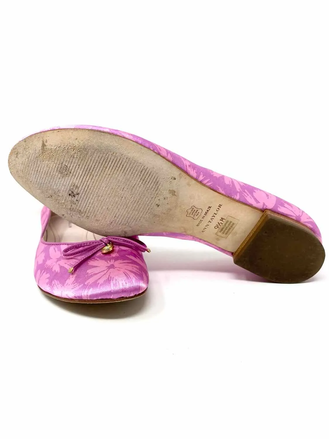 Ann Taylor Women's Pink Ballet Floral Spring Size 9.5 Flats