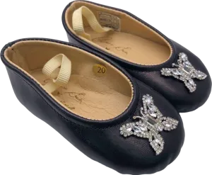 Aruna Seth Girls Black Sonatina Leather Ballet Flats Size UK 4