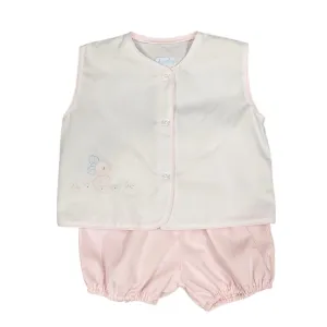 Auraluz White & Pink Duck with Bow Diaper Set