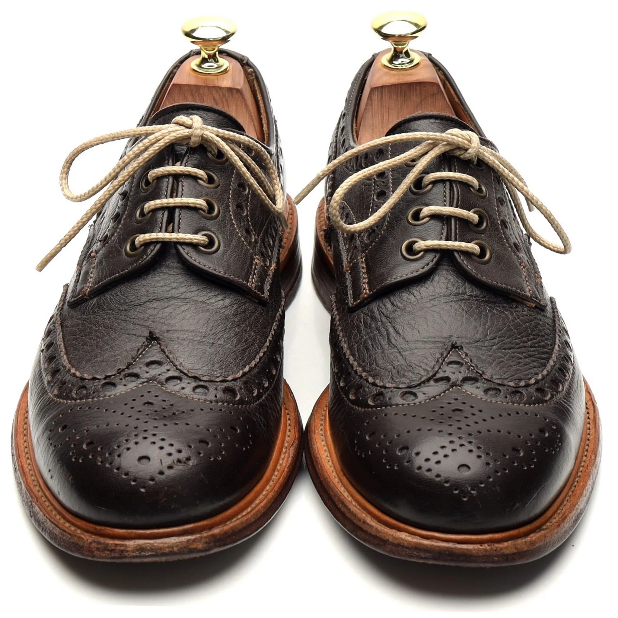 'Avon' Dark Brown Leather Derby Brogue UK 7 F