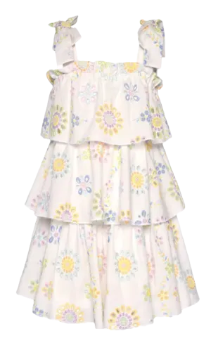 Baby Sara - Pastel Embroidered Eyelet Tiered Dress