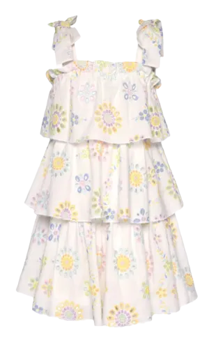 Baby Sara Pastel Embroidered Eyelet Tiered Dress