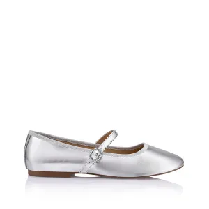 Bambi Mary-Jane Flats - Silver Smooth